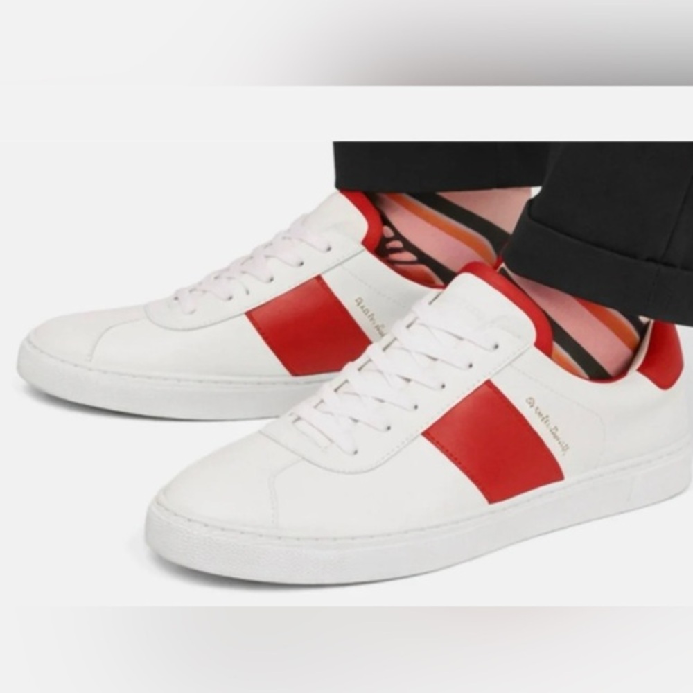 Paul Smith Red and White Sneakers Unisex. Men’s 7. Women’s 10-10.5 NIB Dust Bag